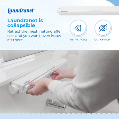 Retractable Clothes Drying Rack - Flat Hanging Mesh Drying for Delicate Clothes and Sweaters – Eliminate Bumps and Stretching from Hangers and Lines - 24" Wide and Opens Up to 72" - 1 Pack