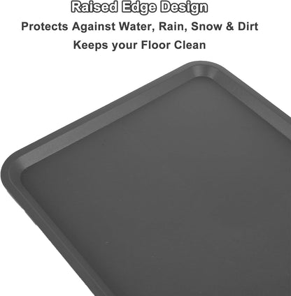 4 Pack 16 x 12 Inch Boot Trays for Entryway, Waterproof Shoe Mat Tray with Raised Edge, Outdoor Multi-Purpose Shoe Tray for Boots Shoes Garden Pets-Dark Gray