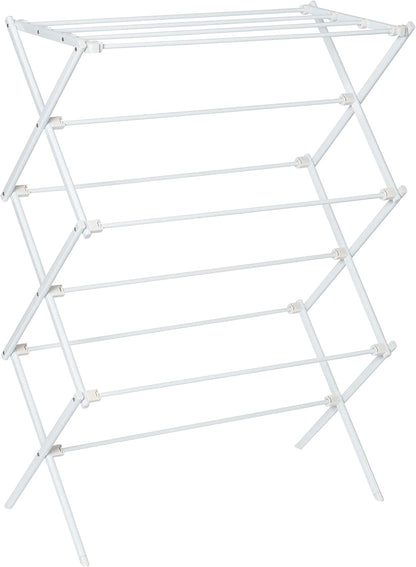 Honey-Can-Do Collapsible Laundry Drying Rack, Portable Clothes Rack, Space-Saving & Easy to Store Metal Garment Rack, Sturdy Clothes Dryer, Ideal for Small Spaces, Indoor & Outdoor Use, White