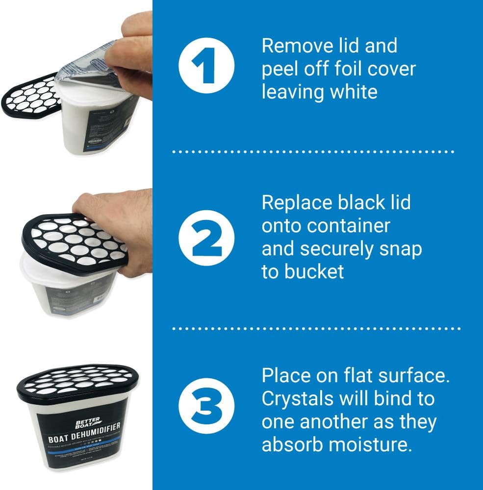 Moisture Absorber with Activated Charcoal Dehumidifier Bucket, Unscented Odor Absorber for Closet Basement Bathroom Boat RV, Disposable No Refill - Better Boat