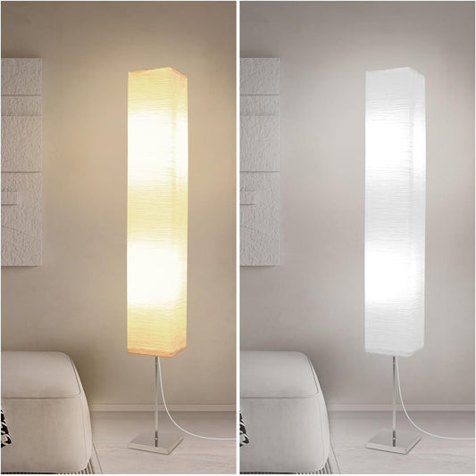 Paper Floor Lamp, Rice Paper Lamp for Living Room, Japanese Floor Lamp Rice Shade for Bedroom, Office& Living Room-Beige(Oval)