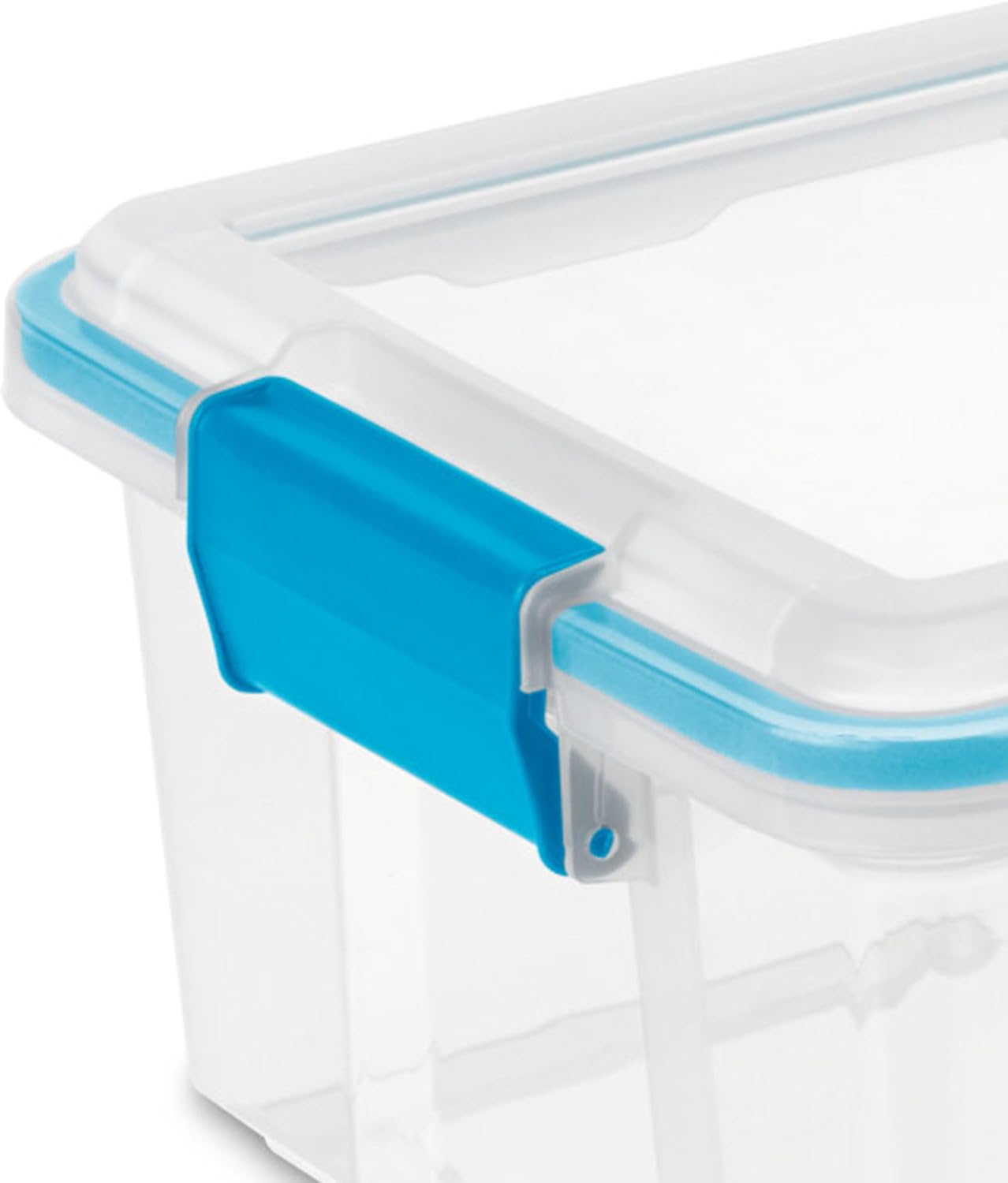 Sterilite 4-Pack Gasket Box, Home Storage Organizer Bins with Lids, 37 Quart – Stackable Clear Plastic Containers for Bedroom, Bathroom, Garage, Basement, or Attic