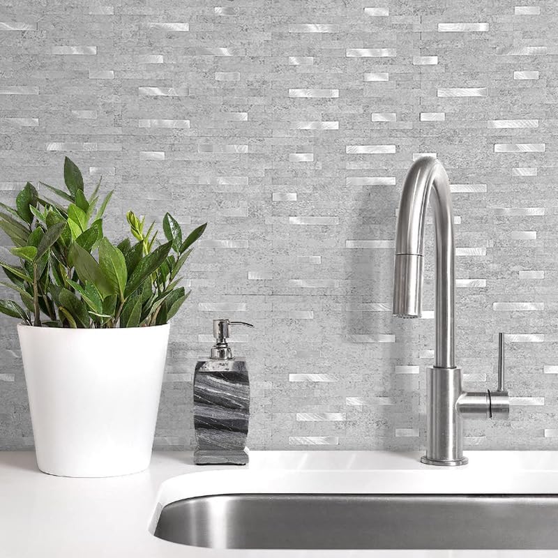 DICOFUN 10-Sheet Peel and Stick Backsplash Wall Tile, PVC Kitchen Backsplash Peel and Stick in Sandstone, 9.4 sq.ft