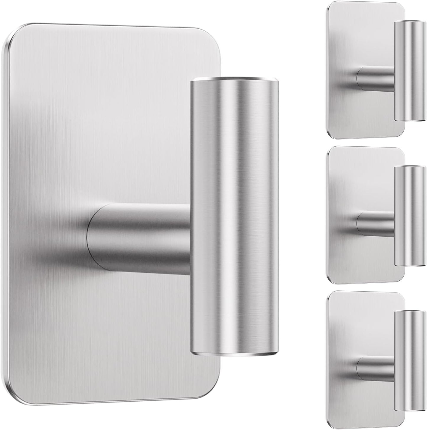 Heavy Duty Adhesive Hooks - 26lb Max, Sticky Wall Hooks Waterproof Stainless Steel for Hanging Towel, Coat, Robe, Towel Hooks Stick on Bathroom, Kitchen, Shower, Door (Black, 4 Pack)