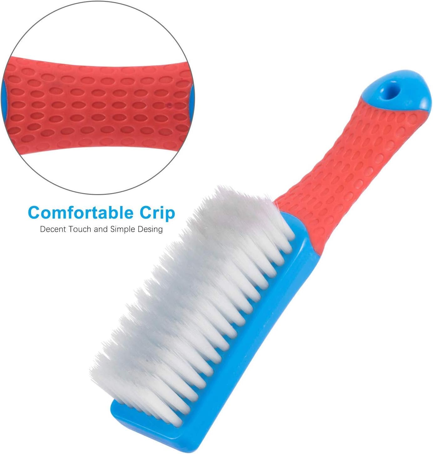 Scrub Brush Comfort Grip & Flexible Stiff Bristles Heavy Duty for Bathroom Shower Sink Carpet Floor, Blue Red