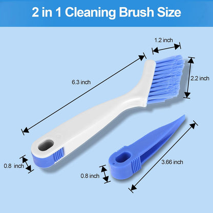 Asltw Small Scrub Brush Set, 6 pcs Cleaning Brush for Window Tracks, Grout, Corners and Crevices, Angled Bristles for Deep Cleaning, Multi Purpose Detail Brush for Kitchen and Bathroom (Silvery white)