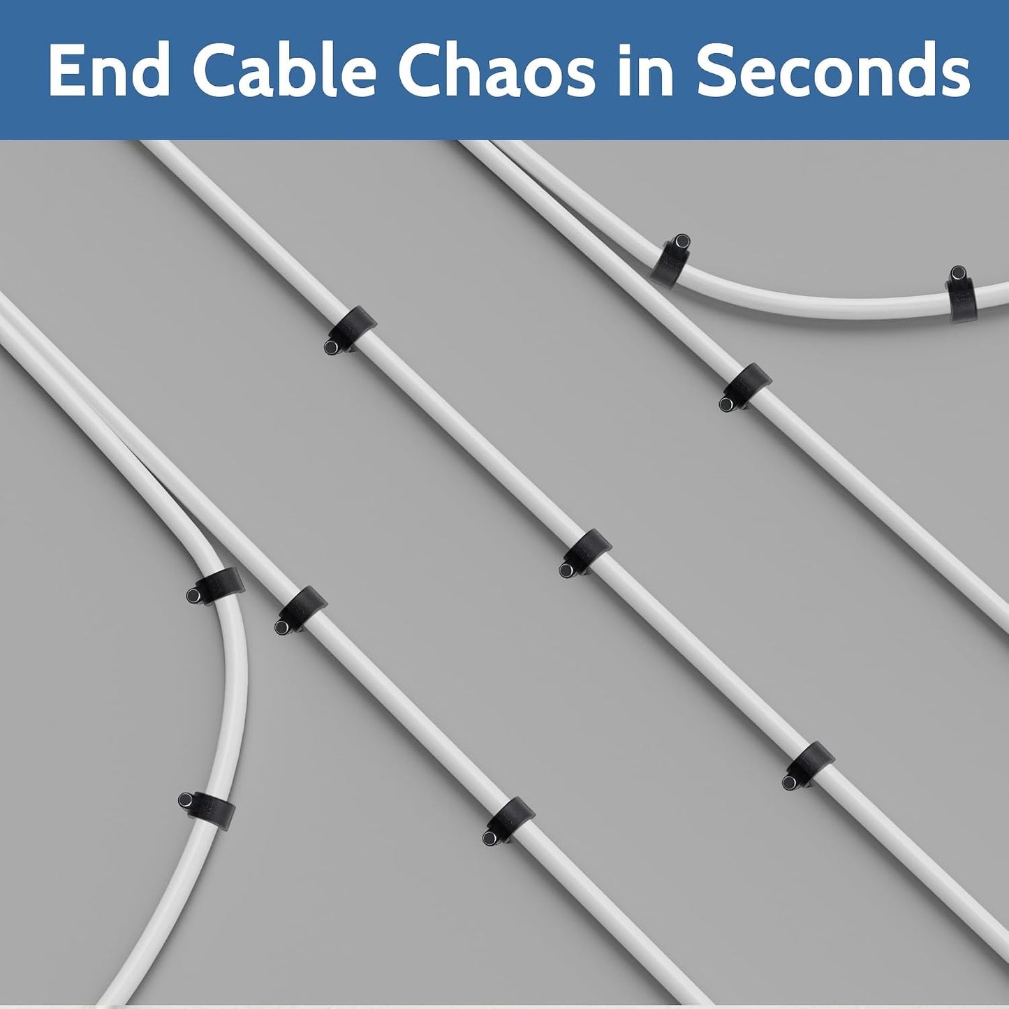 400 Pack Cable Clips with Steel Nails Kit, OD: 6mm/7mm/8mm/10mm Round U Nails (Black&White, Each 50PCS, Total 400PCS), Cable Wire Cord Management Clips, for Wall, Floor, Ceiling, Ethernet, Coax Cable