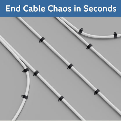 400 Pack Cable Clips with Steel Nails Kit, OD: 6mm/7mm/8mm/10mm Round U Nails (Black&White, Each 50PCS, Total 400PCS), Cable Wire Cord Management Clips, for Wall, Floor, Ceiling, Ethernet, Coax Cable