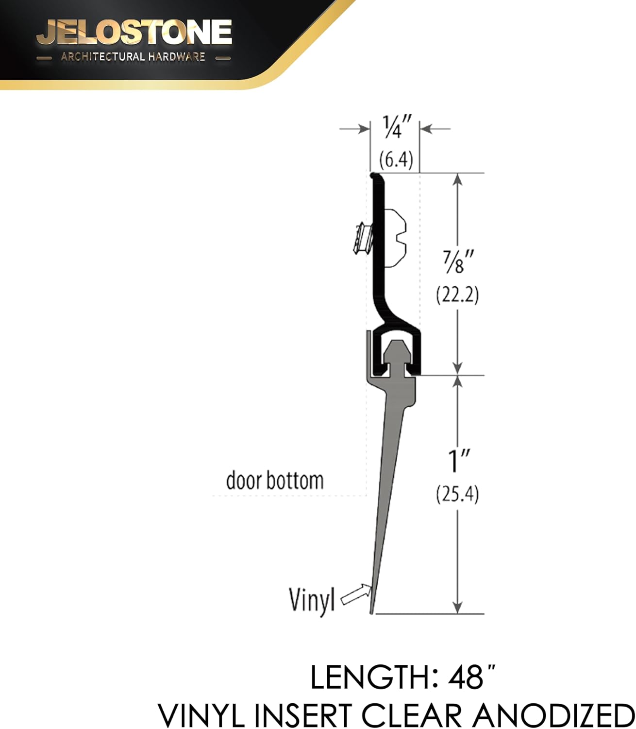 2 Pack - 48'' Commercial Door Bottom Sweep (White Powder Coated), Heavy Duty Aluminum, Fire Rated, Vinyl Insert, JS-NV307, Ideal for Residential & Commercial Use