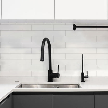 80-Piece Polished White Thick PVC Peel and Stick Backsplash, 2" x 8" Waterproof Subway Tile Peel and Stick Wall Tiles for Kitchen and Bathroom