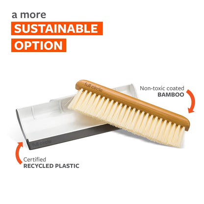 Full Circle Counter Clearer Sweep & Squeegee Tool, Countertop Sweep and Squeegee, Mini Portable Brush, Compact Storage, Sustainable Bamboo Handle