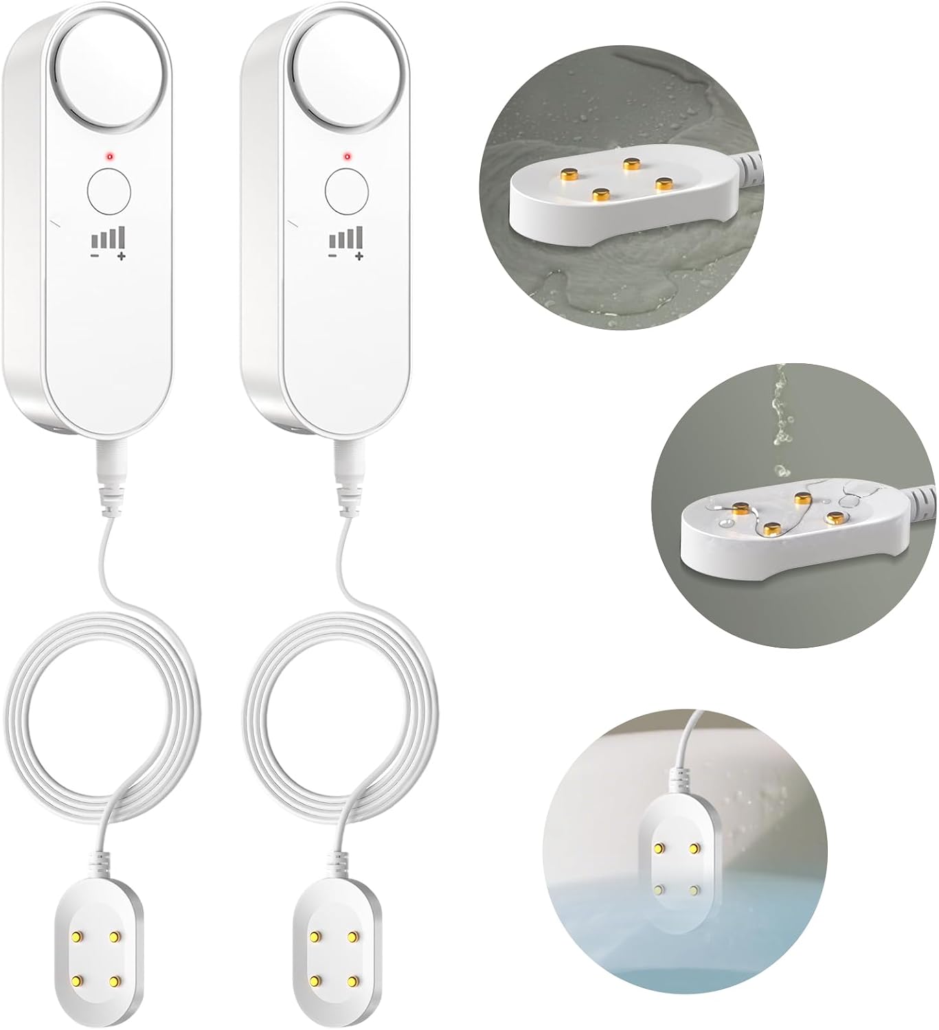 Daytech 3in1 Water Alarm for Basements with 6.5ft Detection Cable, Water Sensor for Bathroom, Water Leak Detectors for Home/RV/Kitchen,Sump Pump Alarm for Water Heater/Washing Machine/Sink (2 Pack)