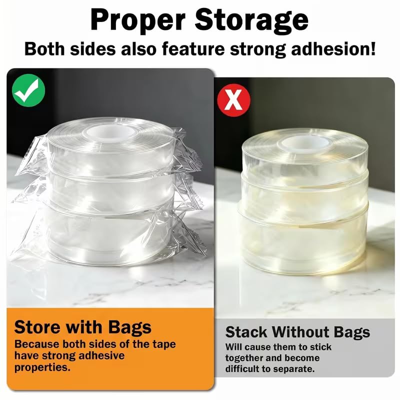 Transparent Super Strong Double-Sided Tape - Nano Adhesive, Removable and Washable, Suitable for Heavy-Duty Home Renovation, Walls, Carpets, Cards, Posters, Photos(9)