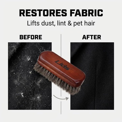 Lids Premium Horsehair Hat Brush - Soft Bristle Wood Handle Felt Hat Cleaner - Professional Hat Brush Cleaning Removes Dust Stains Pet Hair from Cowboy, Felt, Wool Fedoras, Baseball Caps & Snapbacks