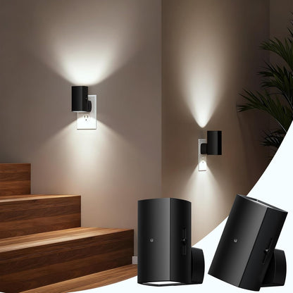 Brightown 2 Pack Night Lights Plug Into Wall, Modern Night Light with Rotating Plug, Dusk to Dawn Sensor, 0-100LM Stepless Dimming Nightlights, Home Decor for Hallway Bedroom Bathroom, Soft White