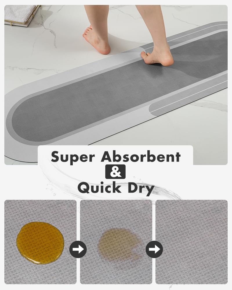 MontVoo Bath Mat - Non Slip, Quick Dry, Stain Resistant Bath Mat Rug for Bathroom Floor - Easy Care Shower Rug for Outside Bathtub - 17"x27" Grey