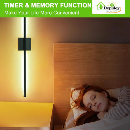 Depuley Battery Operated Wall Sconce: Set of 2 Wireless Wall Lights with 10000mAh Dimmable Bulbs and Remote for Bedroom - Rechargeable 15 Colors Gold Wall Lamp for Living Room Hallway