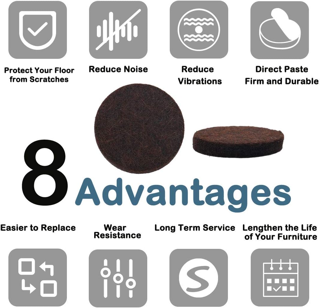 uxcell 40pcs Furniture Pads Round 1 1/8" Self-stick Non-slip Anti-scratch Felt Pads Floors Protector Dark Brown