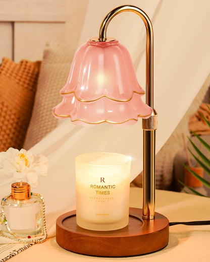 Funistree Flower Candle Warmer Lamp with Timer & Dimmer, Adjustable Height Candle Warmer, Christmas Birthday Gifts for Women Mom, House Warming New Home Decor, Wax Warmer with 2 Bulbs for Jar Candles