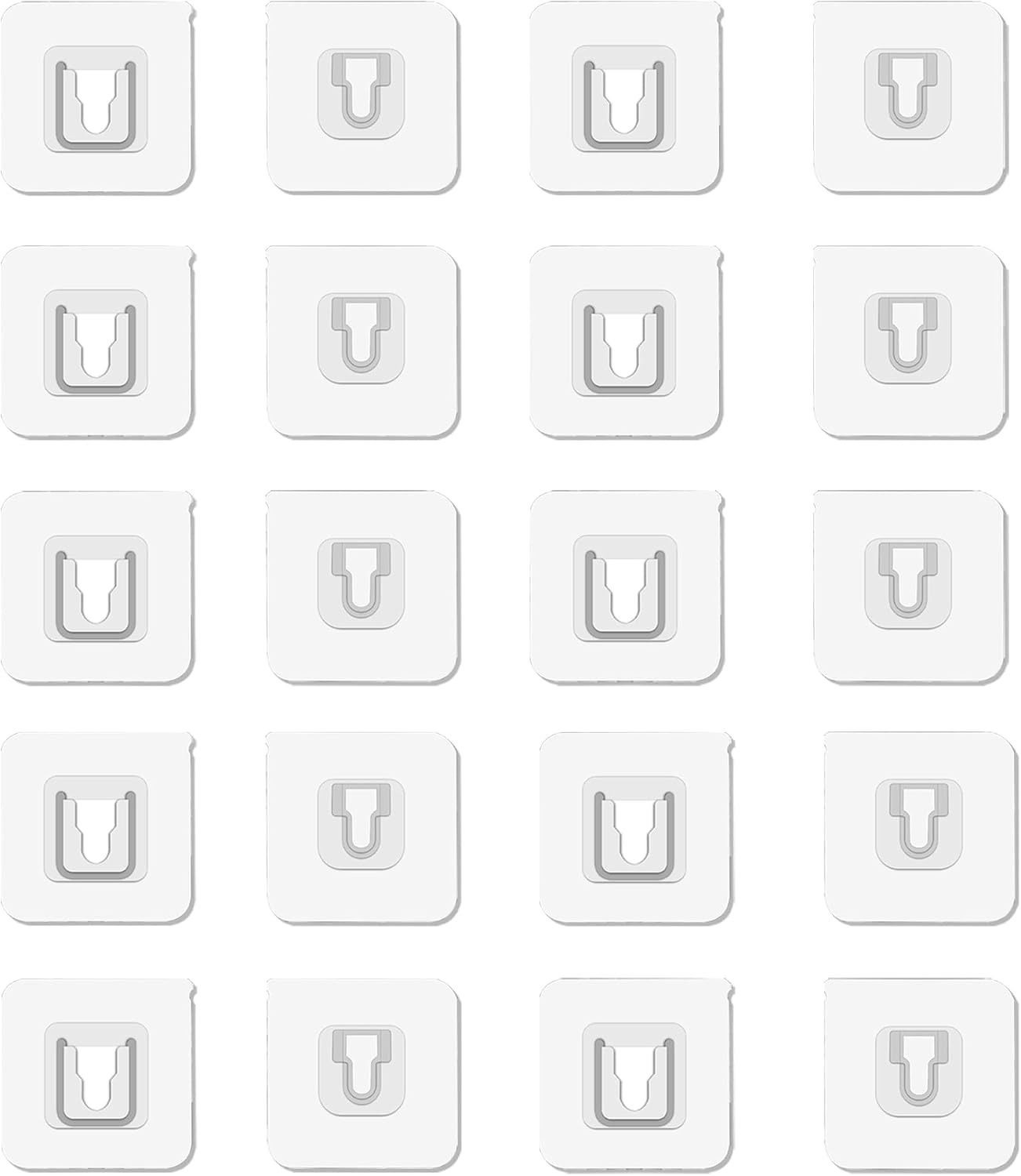 10 Pairs Double Sided Adhesive Wall Hooks Transparent - Self Mount Holder Hanger, Strong A+B Buckle Combination, 22lbs/10kg Max Heavy Duty, No-Trace Hanging for Bathroom, Kitchen, Office (20pcs)