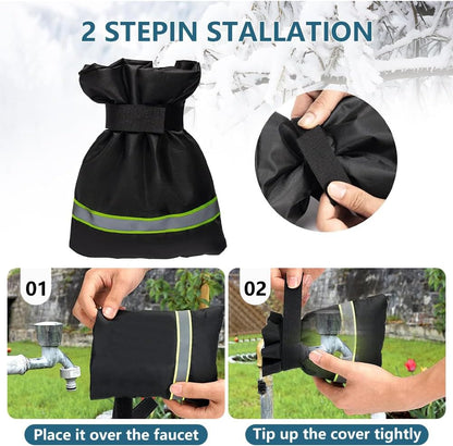 Outdoor Faucet Covers for Winter, 9.8" x 6.3" Freeze-Proof Insulated Spigot Cover, Waterproof Hose Bib Covers for Outside Taps, Heavy-Duty Winterizing Protection for Garden Yard & Patio (2Pcs)