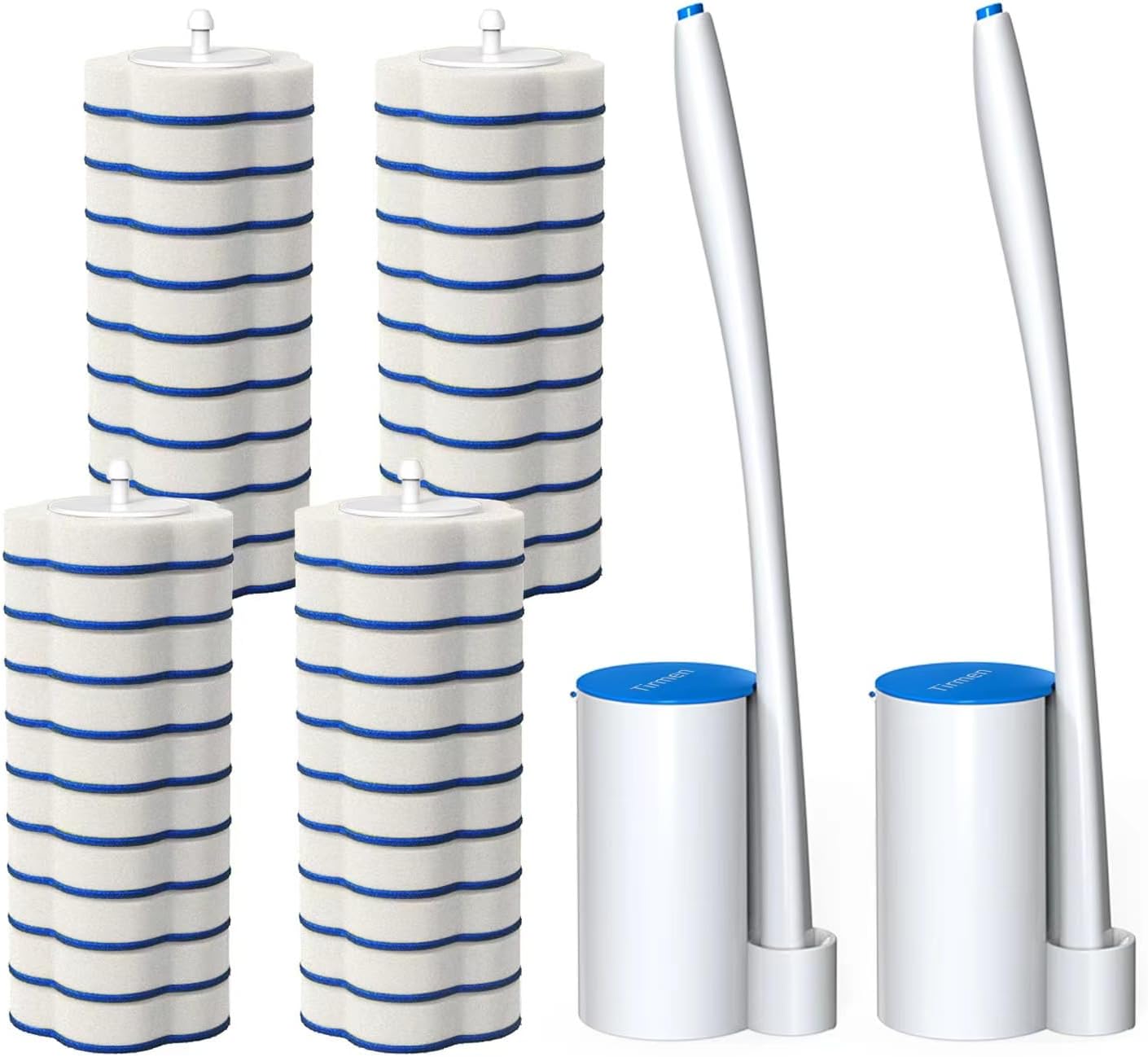Disposable Toilet Brush: Toilet Bowl Brush and Holder Set with 40 Wand Refills, Upgraded Handle, 2X Cleaners, Toilet Cleaning System with Storage Caddy for Sink, Bathtub, Floor, Drain (Green)
