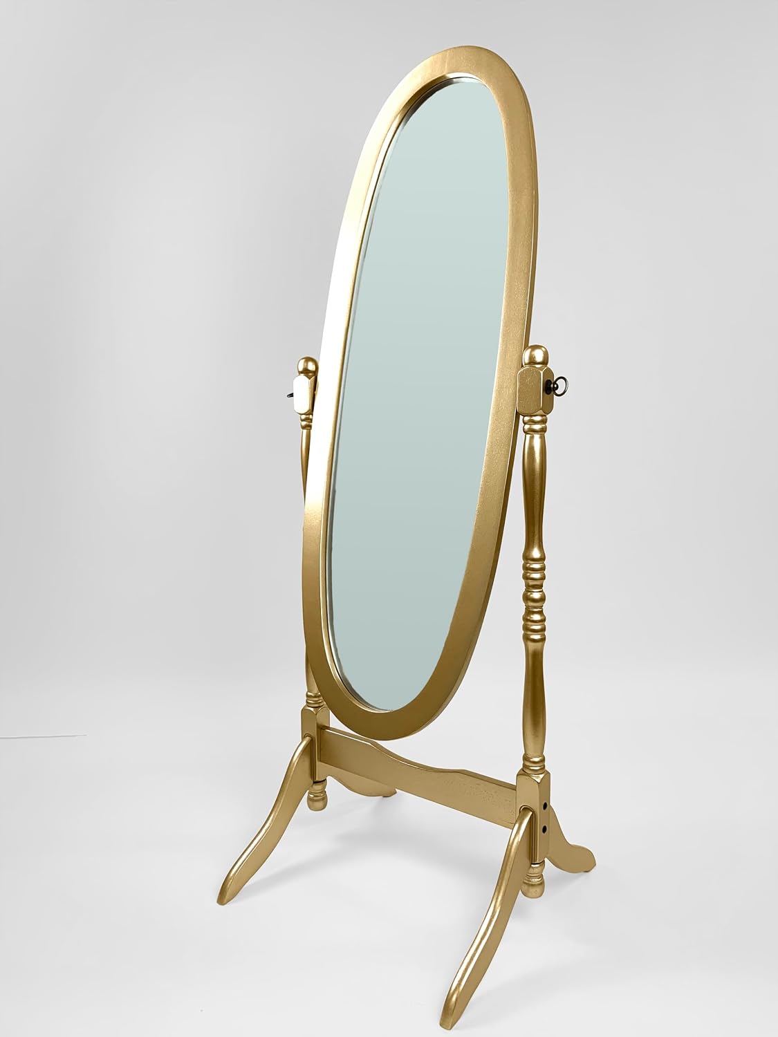 GTU Furniture Swivel Adjustable Full-Length Oval Wood Cheval Stand Floor Mirror(Pink)