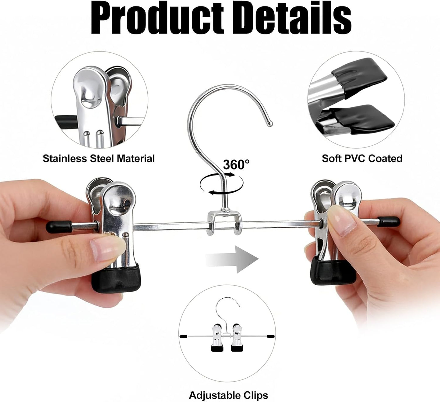 10PCS Boot Hangers with 2 Adjustable Clips, Portable Travel Shoe Rack, Stainless Steel Space Saving Multifunctional Hanging Clips for Socks Towels Hats Clothes Boots Home Laundry