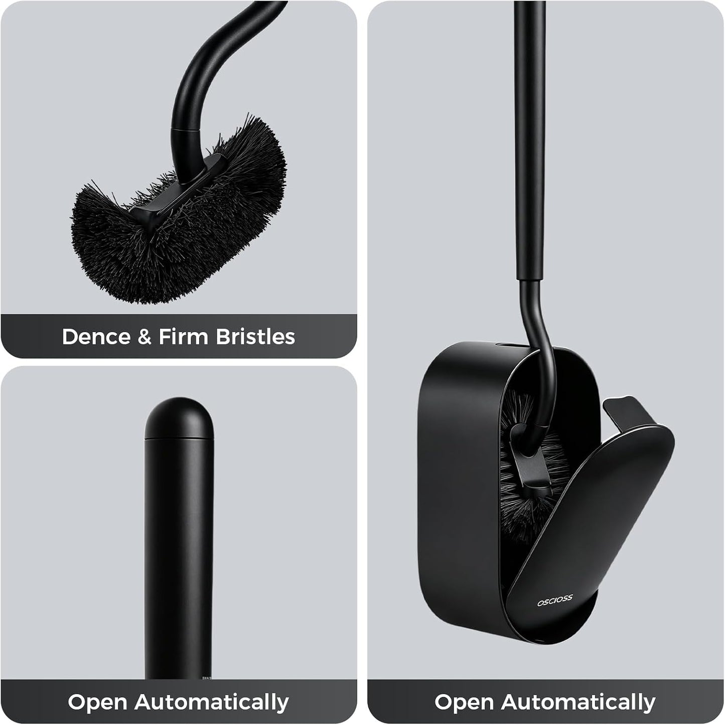 Toilet Bowl Brush and Holder, OSCIOSS Toilet Brush Set with Ergonomic Design, Compact Size, Durable Bristles, RV Toilet Brushes & Holders for Dead Corner Clean (White, 1pack)