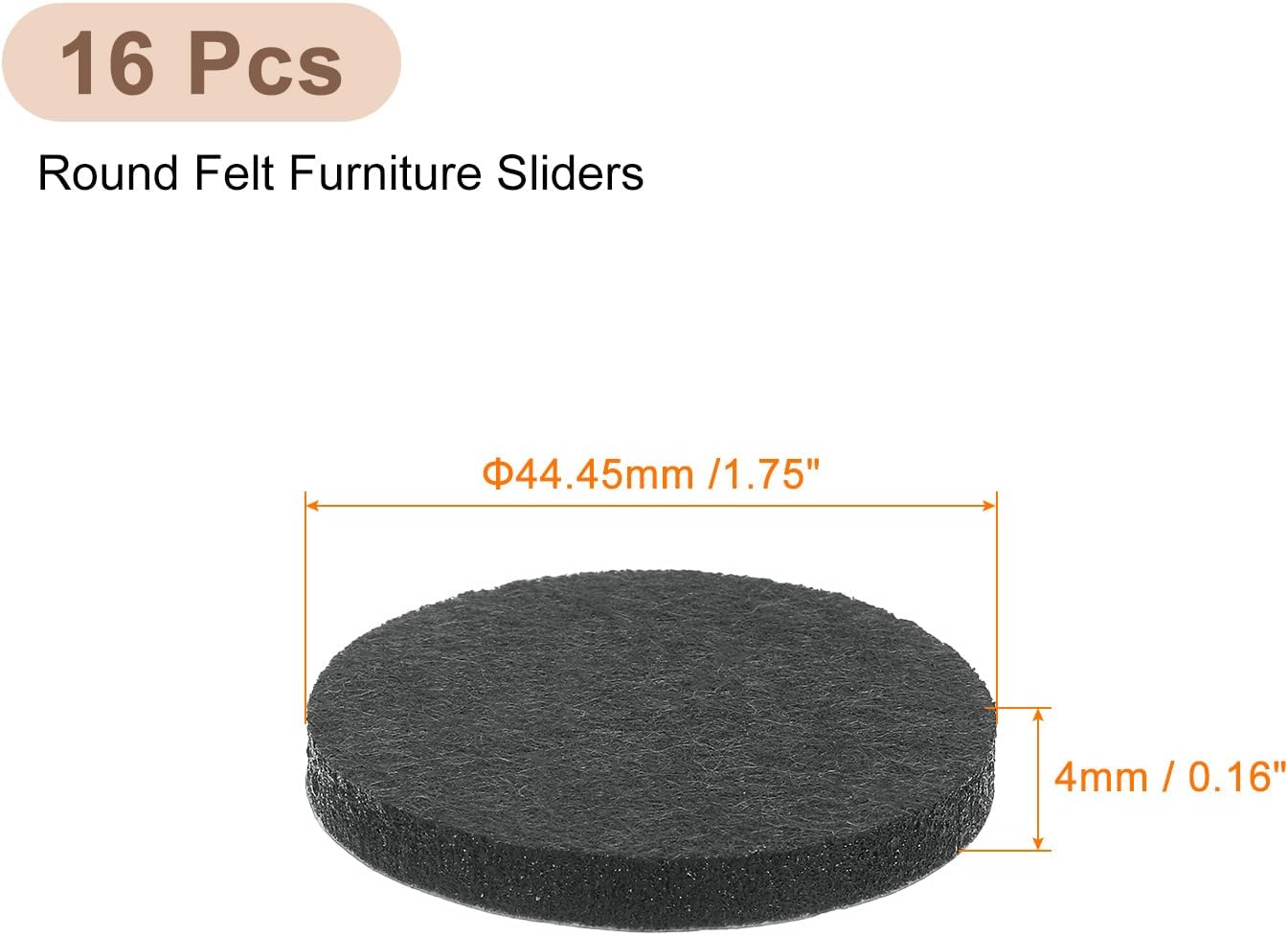 uxcell Furniture Pads, 36Pcs 0.5" - Round Self Adhesive Felt Furniture Pads, Floor Protectors for Furniture Feet Chairs Legs Hardwood Floors (Black)