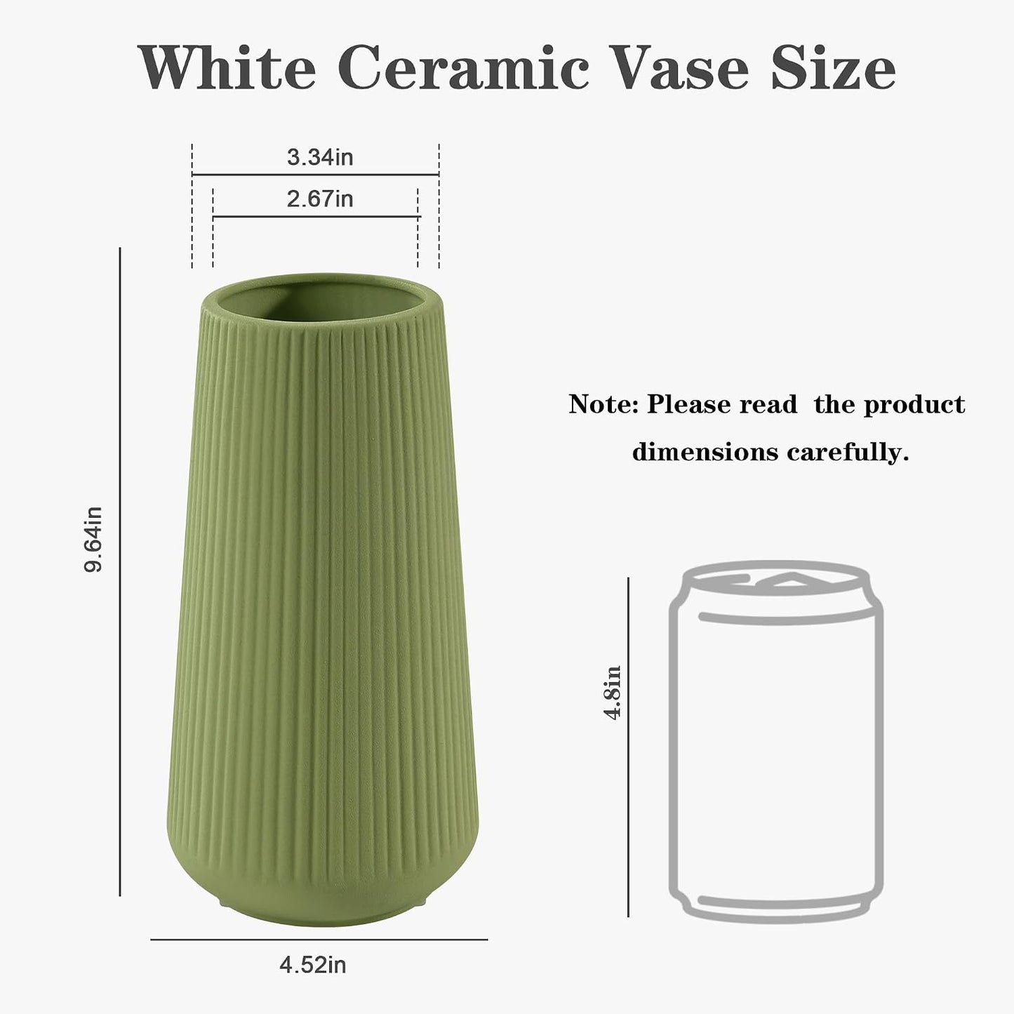 White Ceramic Vase, GUKJOB Small Cute Flower Vase for Pampas Grass, Home, Living Room, Dining Table, Farmhouse, Office Decor, Bedroom, Table, and Kitchen Shelf (White- 2PCS)