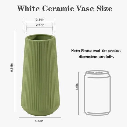 White Ceramic Vase, GUKJOB Small Cute Flower Vase for Pampas Grass, Home, Living Room, Dining Table, Farmhouse, Office Decor, Bedroom, Table, and Kitchen Shelf (White- 2PCS)