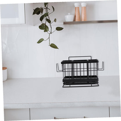 Outanaya 1pc Wall-mounted Adjustable Stainless Steel Rag Storage Rack Sponge Drain Basket for Kitchen and Bathroom Easy to Install Organizer for Cleaning Cloths and Utensils
