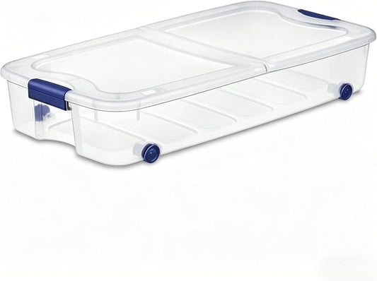 66 Quarts of Transparent Plastic Storage Box, with A Lockable Lid, Large Capacity Storage Box, Stackable and Durable, Suitable for Bedrooms, Garages, Tool Rooms, and Office Organization