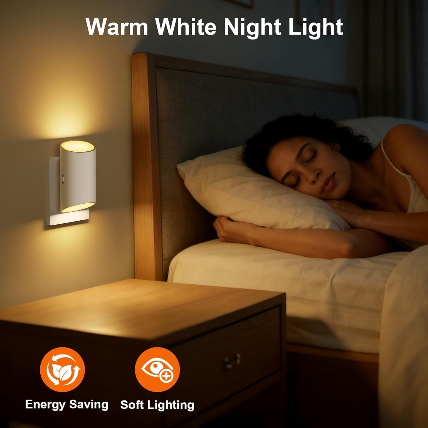 LED Night Light Plug into Wall with Motion Sensor & Dusk to Dawn Sensor, Soft White 3000K, 1-100LM Adjustable Brightness, Nightlights for Bathroom, Hallways, Bedroom, Stairway, 2 Pack