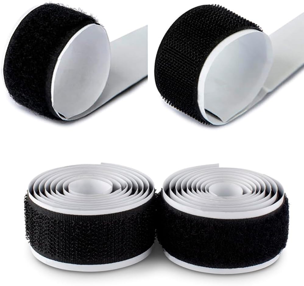 1 inch Black Hook and Loop Tape 1 Yd Self Adhesive Tape Sticky Back Heavy Duty Fastener Ideal for Window Fixing Net Carpets DIY Project Handmade Craft Home Office