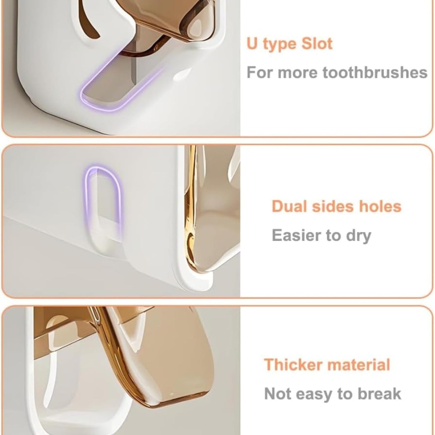 4PCS Wall Mounted Toothbrush Holders with Cover, Self Adhesive Single Slot Organizer, Moisture & Dust Proof for Electric/Regular Toothbrushes, Bathroom Shower Storage for Family & Travel (Black)