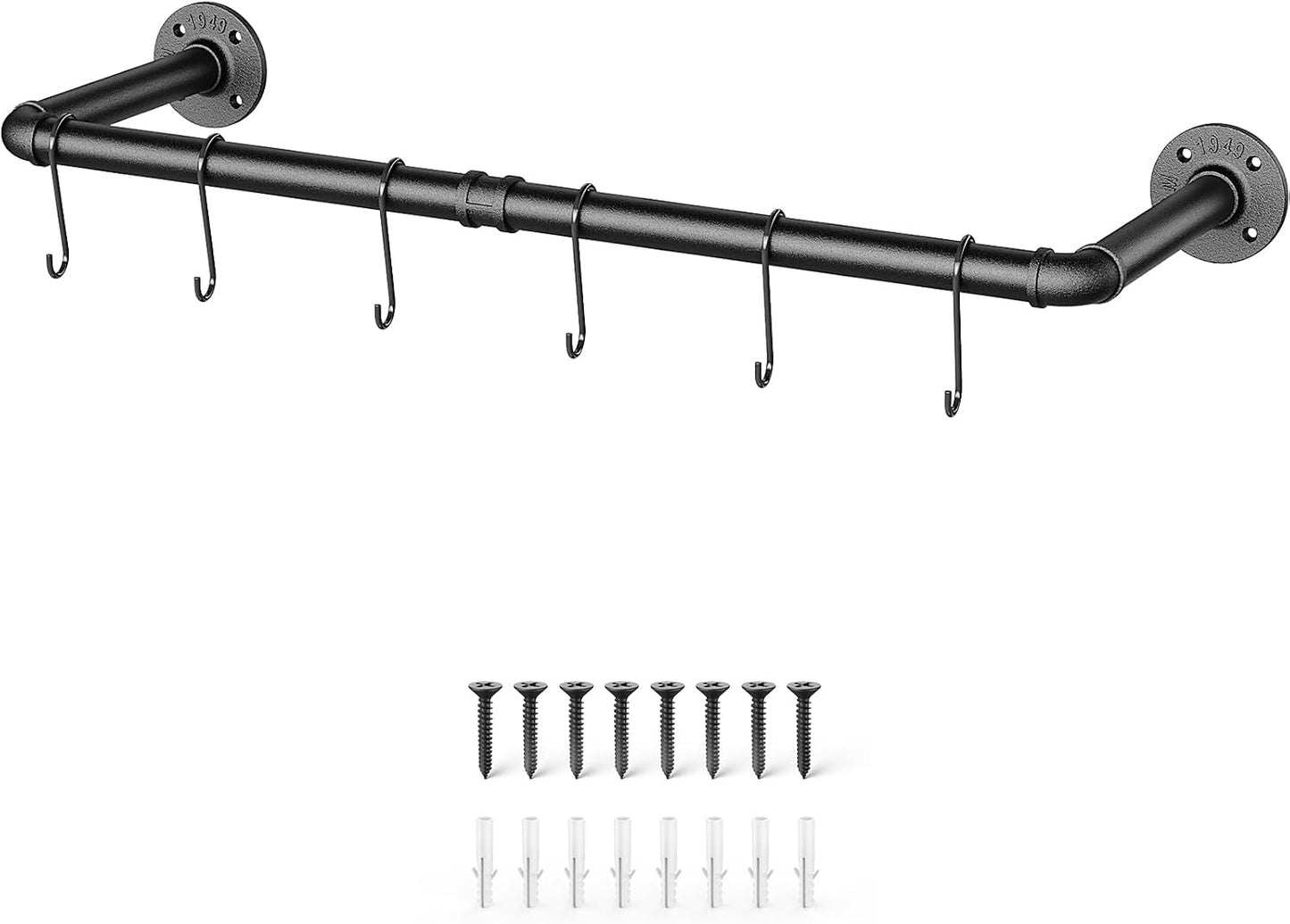 OROPY 38.4" Industrial Pipe Clothes Rack Wall Mounted, Heavy Duty, 2 Pack | Heavy Duty Iron Pipe Clothing Garment Rail, Multi-Purpose Clothing Hanging Rod for Laundry Room and Closet Storage, Black