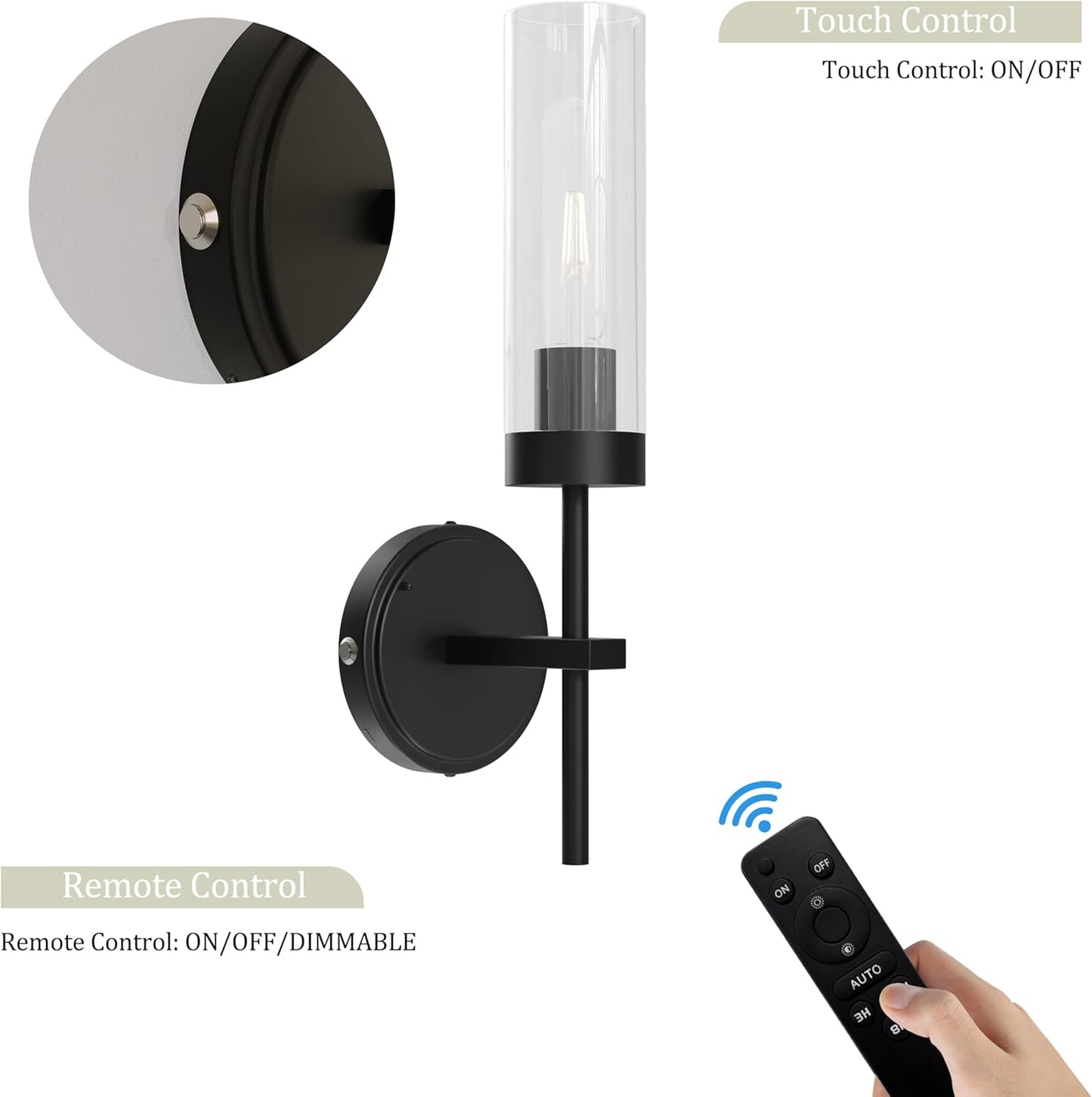 Gold Battery Operated Wall Sconce Set of 2, Wireless Wall Sconces with Remote Control, Rechargeable 3000K Dimmable Wall Light for Bedroom Living Room Bathroom Hallway Entryway Stairwell