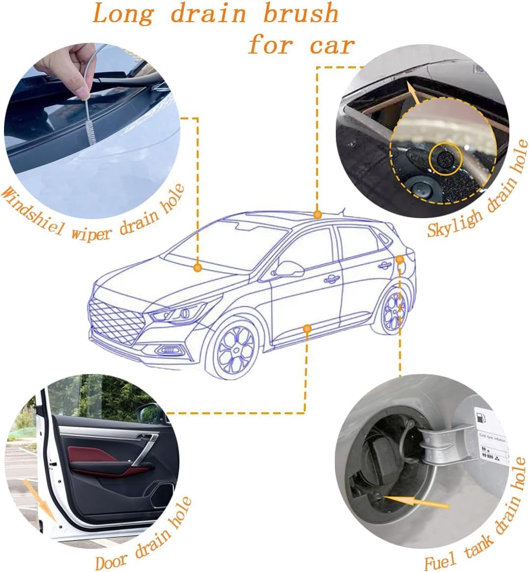 2 Pack 80 Inch Extra Long Flexible Pipe Cleaner Brush, Drain Cleaner Tool for Fridge, Sink Hose, Aquarium Tube, Car Sunroof Drain Cleaning Brush.