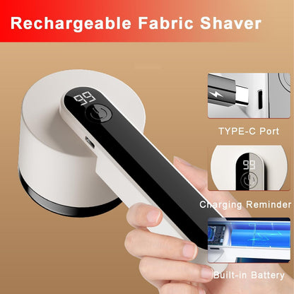 Rechargeable Fuzz Remover Fabric Shaver for Clothing,Electric Lint Remover with 6 Leaf Blades,Lint Shaver Sweater Shaver,Fabric Deffuzer Couch Pilling Remover Trimmer For Furniture Pills Bobbles White