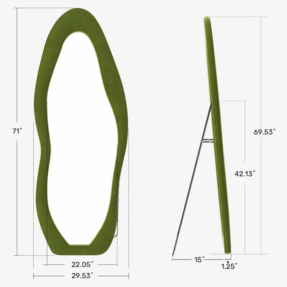 71"x32" Flannel Full Length Mirror, Arched Mirrors Full Length with Stand, Flannel Floor Mirror for Bedroom and Living Room, Full Body Mirror Hanging or Leaning, White