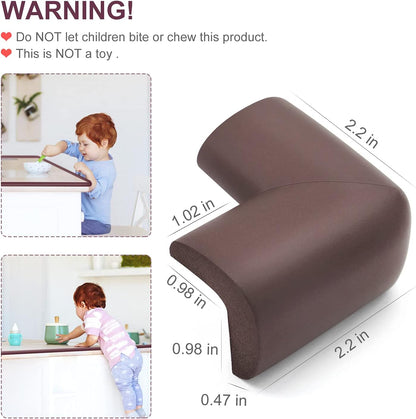 Baby Proofing Edge Corner Protectors, 20.5FT Furniture Table Bumper Guards | Soft thick rubber foam bumper, 18.1ft edge strips + 8 corner guards, 3M pre-taped for table, cabinet & wall sharp corners