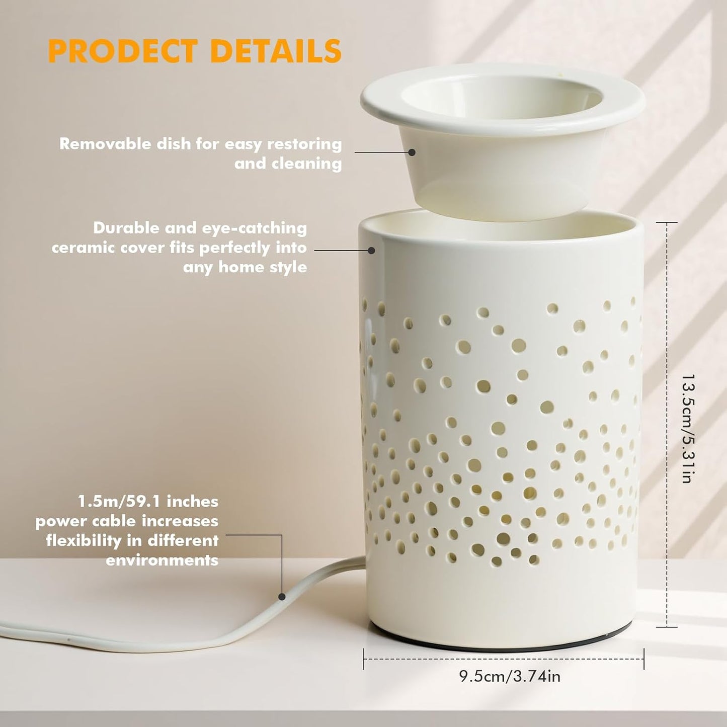 Bobolyn Wax Melt Warmer with Timer Ceramic Electric Candle Warmer Lamp with Timer and Dimmer for Scented Melts Wax Burner Fragrance Wax Melter for Home Office Bedroom Decor Gift for Mom Women