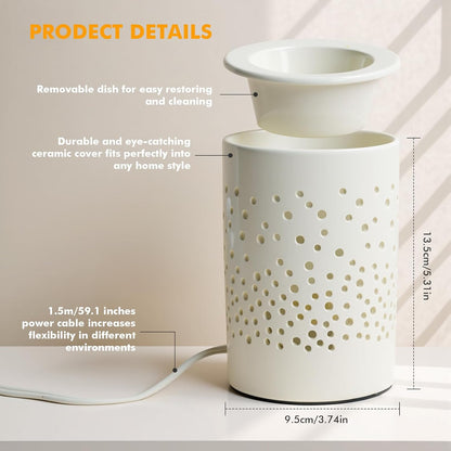 Bobolyn Wax Melt Warmer with Timer Ceramic Electric Candle Warmer Lamp with Timer and Dimmer for Scented Melts Wax Burner Fragrance Wax Melter for Home Office Bedroom Decor Gift for Mom Women