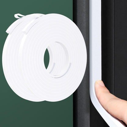 Weather Stripping Door Seal White,1/2Inch Wide X 1/4 Inch Thick,Air Conditioner Window Seal,Self Adhesive Foam Tape High Density Foam Sealing Strip,Soundproof Foam Tape Roll,Total 16.4 Feet Long