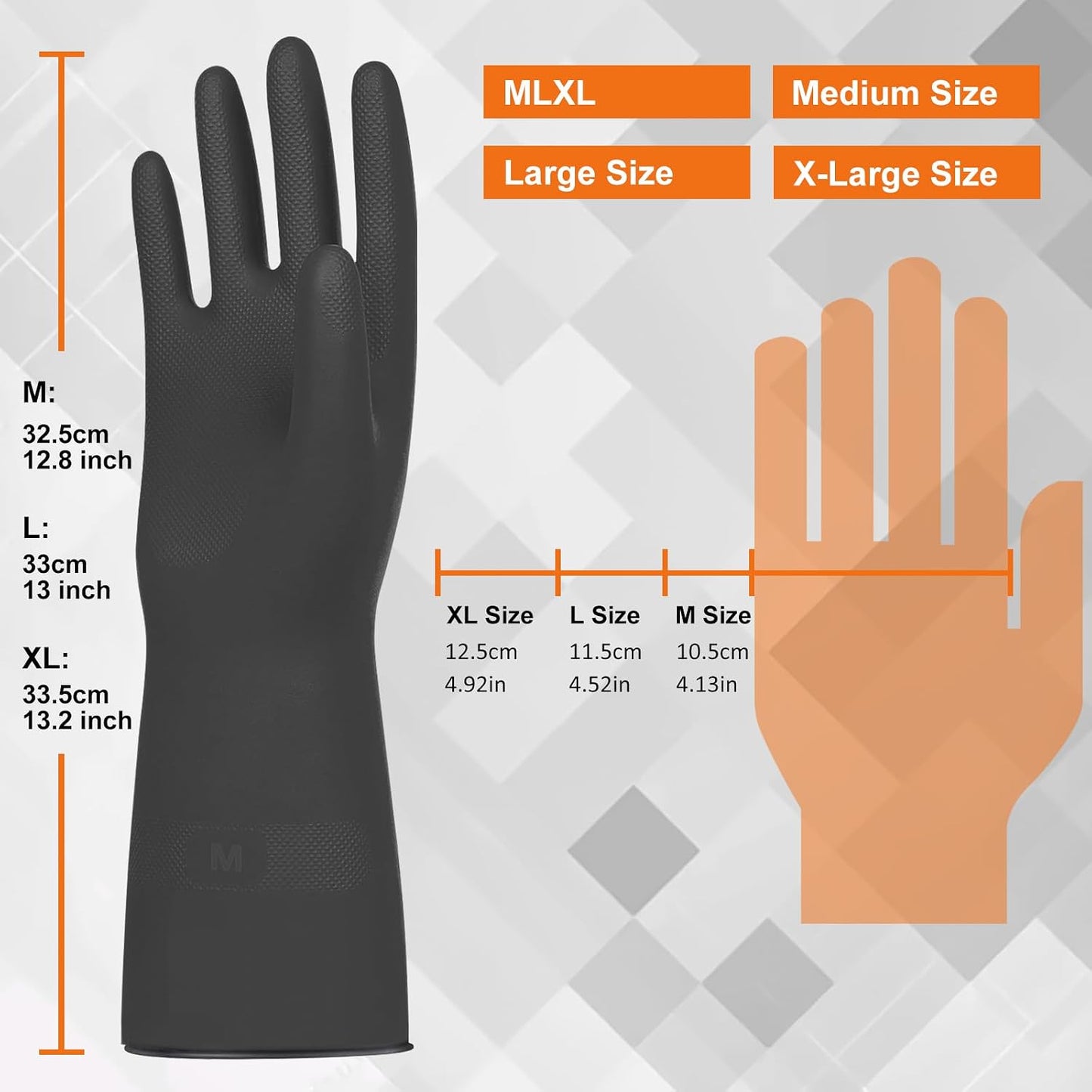 Beieverluck 10 Pairs Chemical Resistant Gloves, Reusable Heavy Duty Rubber Work Gloves with Textured Palm, Black Cleaning Dishwashing Gloves, X-Large