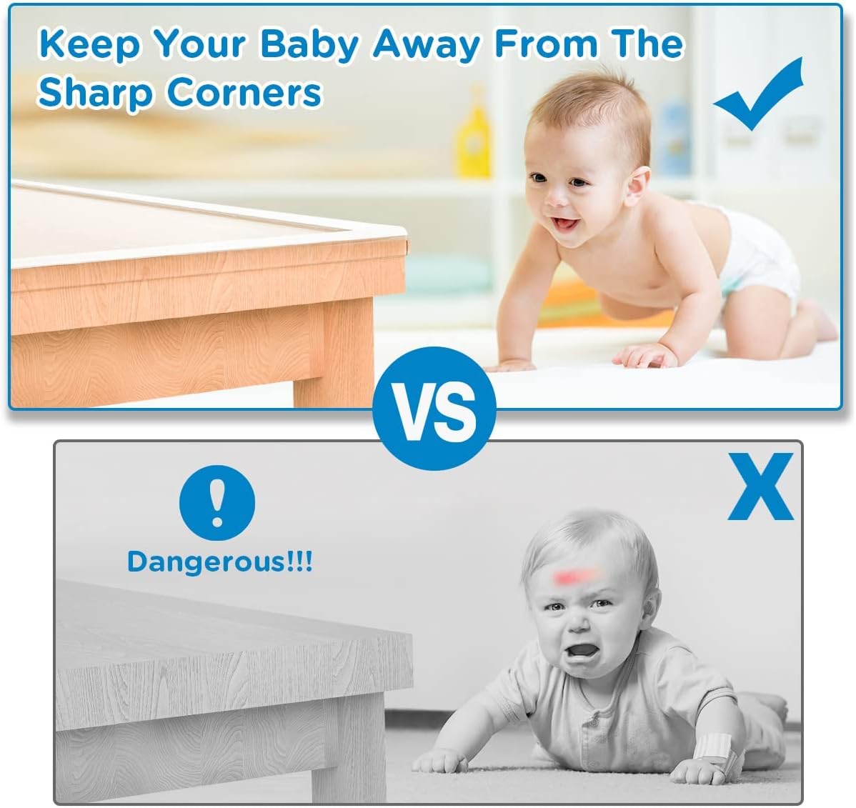 Baby Proofing, 0.6in Edge Protector Strip Clear, Thickened Silicone Soft Corner Protectors with Upgraded Pre-Taped Strong Adhesive, 6.6ft Edge Protectors for Sharp Corners of Cabinets, Tables, Drawers