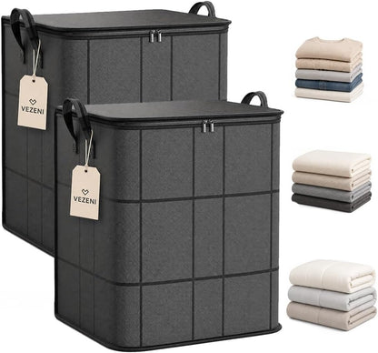 Spacious Moving Storage Bin Blanket Storage Bags with Zipper and Handles Large Foldable Bedding Winter Clothes Quilts Comforter Sweaters Organizer Machine Washable Capacity Fabric