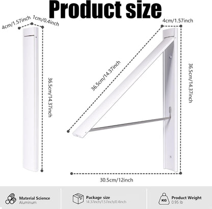 Ithywat Retractable Clothes Drying Rack，Space Saver Wall Mounted Folding Hanger for Laundry Room, Closet Storage Organization, Easy Installation Aluminum Dryer White
